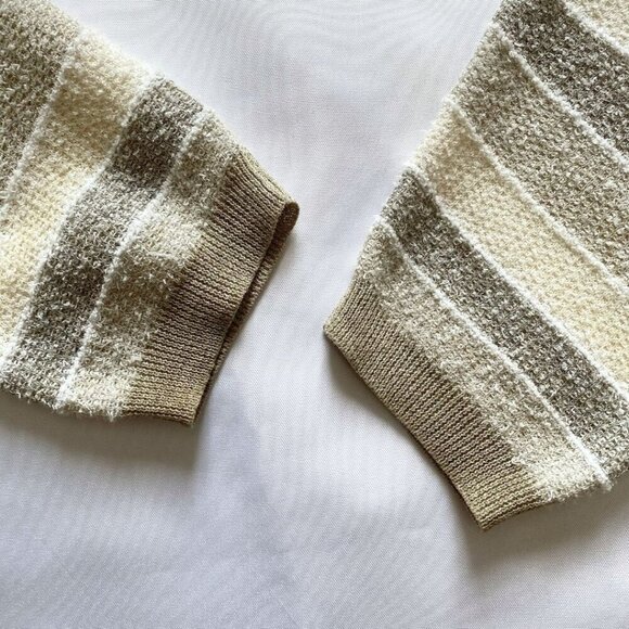 SARAH PACINI SPRING 2024 COLLECTION FADED CHALKY STRIPES CASUAL FUZZY SWEATER - Picture 8 of 10